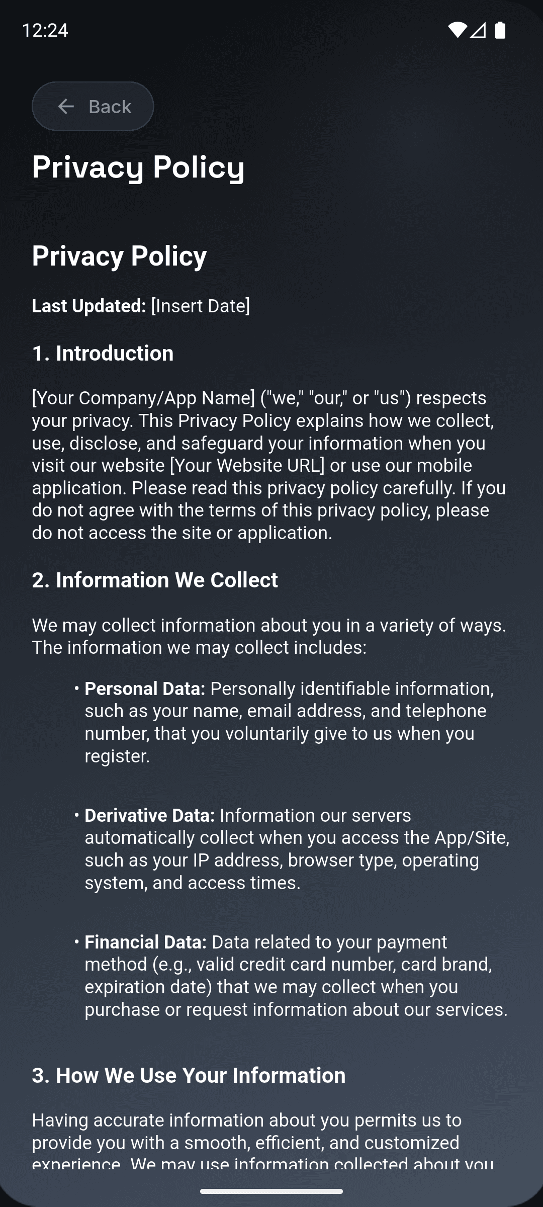App settings and preferences