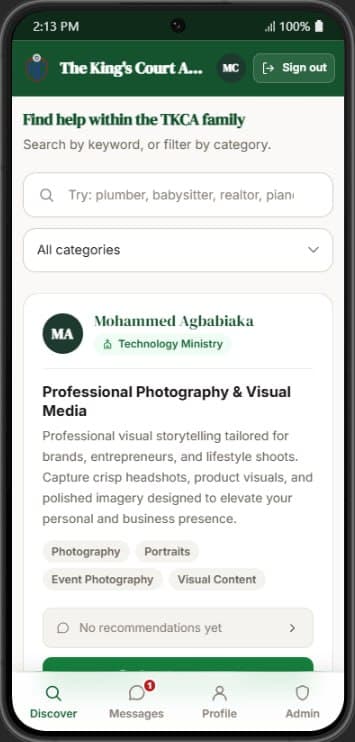 Installed PWA on mobile — the Discover feed on a phone